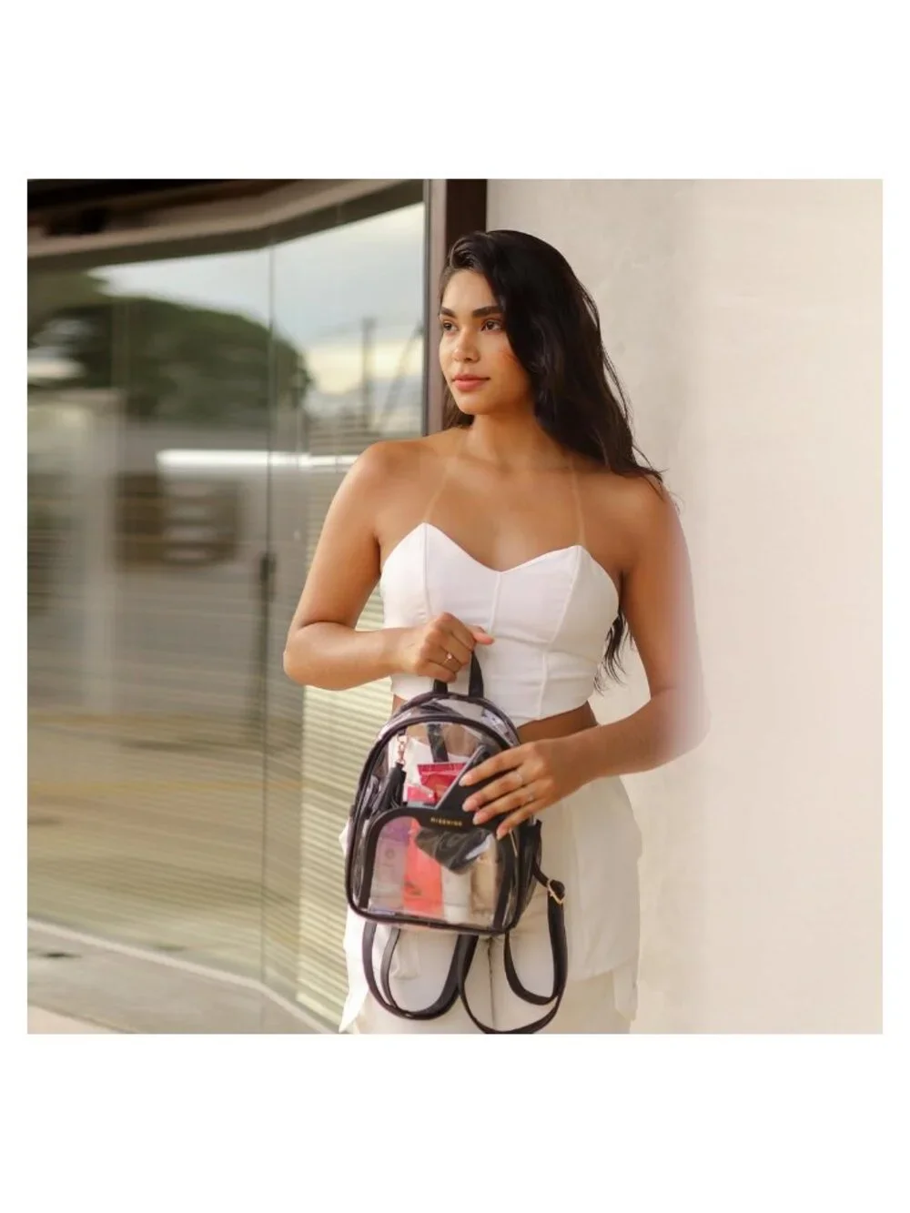 Mini Clear Backpack PVC Water Resistant Anti-Theft for Stadium Concert